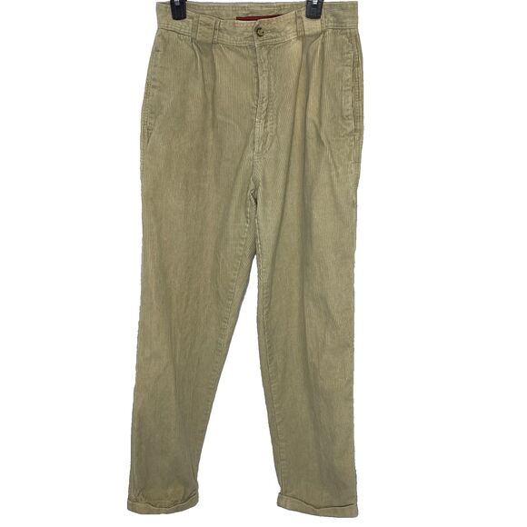 BUGLE BOY CO Pants Corduroy Pleated Cuffed Skater 90s Mens 32M Beige Tan 30x30 - Picture 1 of 11